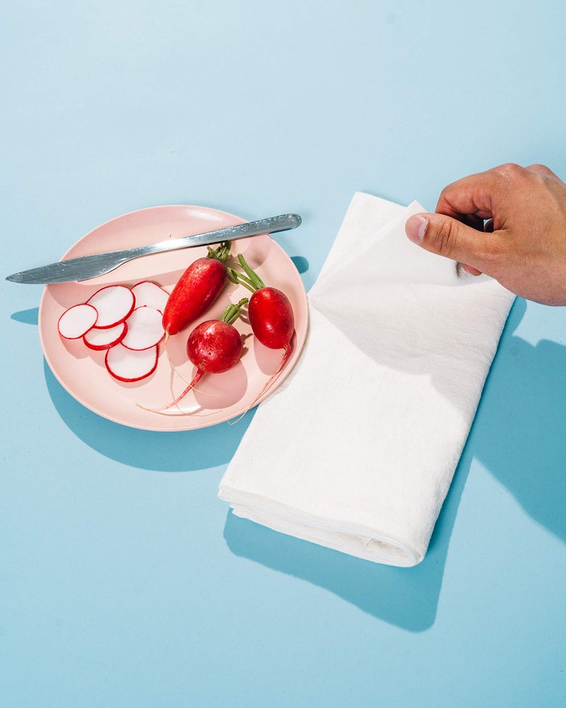 Caldo Linen Dinner Napkins - Rustic- Soft and Durable Cloth- Washable and Reusable - 4 Pack - 20x20 inch (Natural White) - Image 4